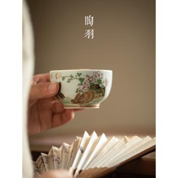 日式古青釉玉兔陶瓷直口杯手工功夫茶具茶杯品茗杯水杯單個主人杯