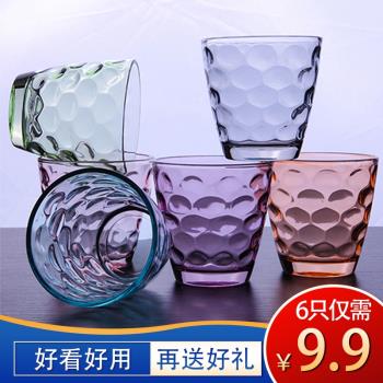 彩色耐熱無鉛透明玻璃杯家用套裝雨點杯子茶杯啤酒杯果汁酒杯水杯