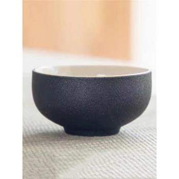 品茗杯純色復古風色釉小茶杯家用粗陶單本主人杯功夫茶杯陶瓷茶碗