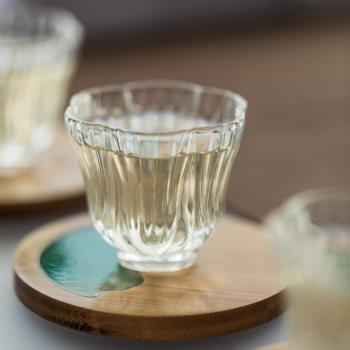 耐熱玻璃茶杯品茗杯透明棱紋玻璃小杯子日式功夫茶具主人杯小酒杯