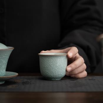 家用官窯茶杯功夫茶具品茗杯單個喝茶小茶盞杯冰裂紋杯