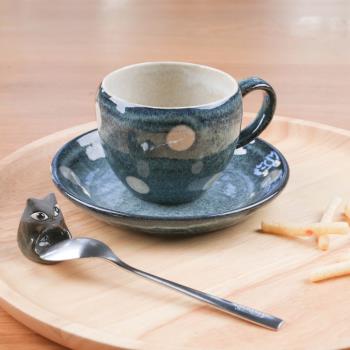 日本陶瓷藍色波點水玉咖啡杯馬克杯早餐杯茶杯下午茶餐杯