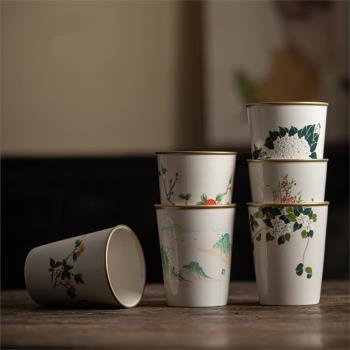 手工草木灰釉茶杯創意中式陶瓷