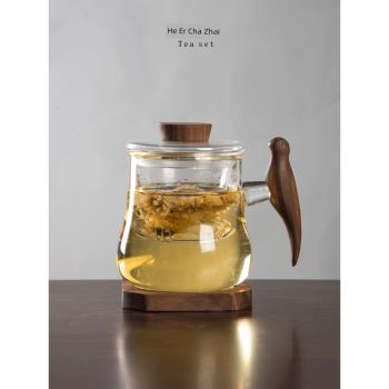泡茶杯茶水分離帶蓋過濾把手日式大容量辦公室個人專用玻璃水杯子