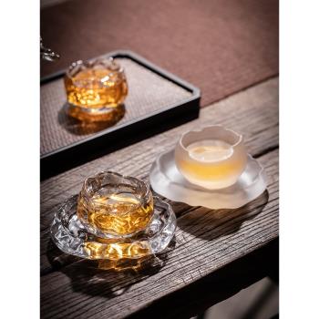 玻璃品茗杯家用功夫茶具客廳會客泡茶小茶杯日式初雪杯個人喝茶杯