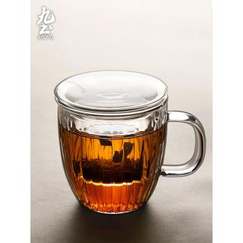 加厚手工透明玻璃杯花茶杯帶把過濾茶水分離杯泡茶杯家用女水杯子