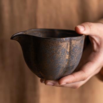 復古鎏金手工陶瓷公道杯茶海勻杯分茶器倒茶杯茶漏茶葉過濾