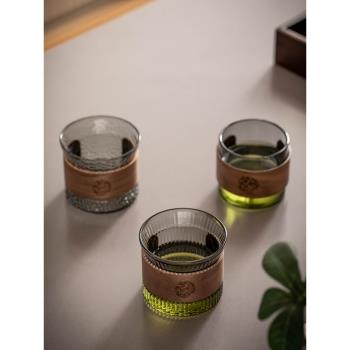 日式錘紋玻璃茶杯家用個人專用主人杯防燙品茗杯喝水杯子功夫茶杯