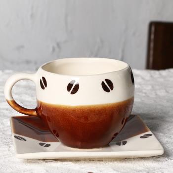 日本原裝進口美濃燒復古咖啡豆陶瓷咖啡杯套裝下午茶杯