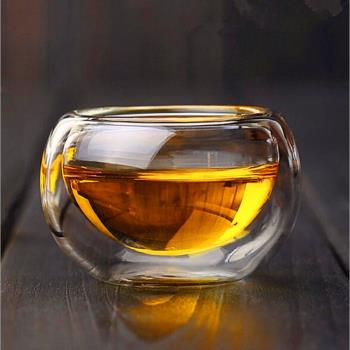 喝茶透明耐熱家用雙層玻璃杯