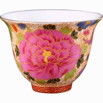 日本FS陶瓷金絲琺瑯彩繪蓋碗茶杯大小號家用泡茶品茗杯主