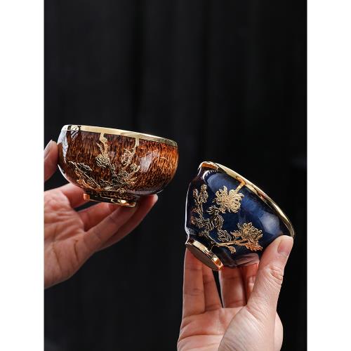 金鑲玉鈞窯主人杯單杯高檔建盞茶杯個人專用陶瓷茶盞喝茶杯禮盒裝|茶杯