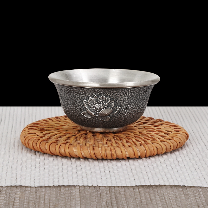 999純銀茶杯功夫茶具品茗杯主人杯純手工百福小杯子家用|茶杯|ETMall