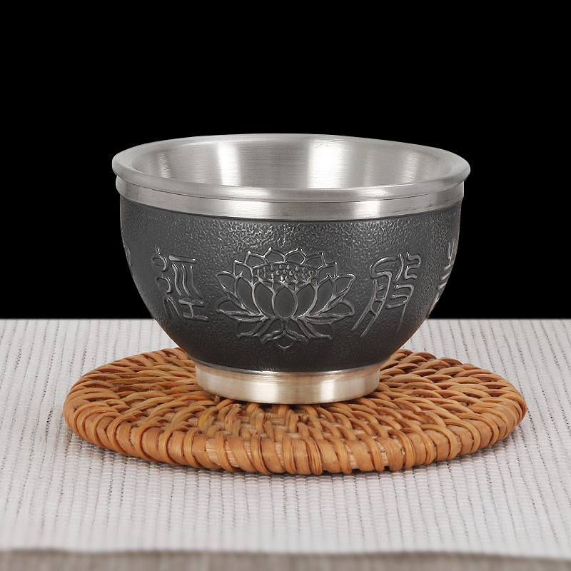 999純銀茶杯功夫茶具品茗杯主人杯純手工百福小杯子家用|茶杯|ETMall