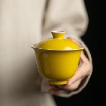 手工防燙陶瓷蓋碗色釉手繪中式復古主泡碗茶室禪意茶碗品茗杯茶杯
