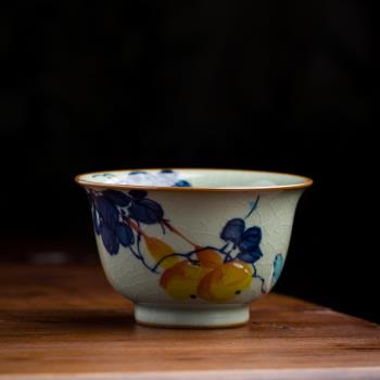 青花釉下彩純手繪葫蘆主人杯全手工茶杯單杯景德鎮陶瓷茶具高端