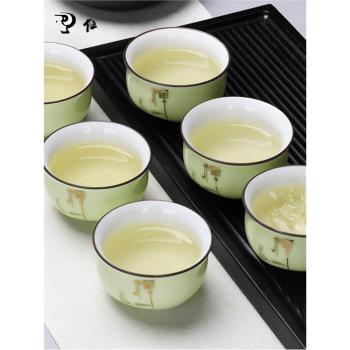 仁峰功夫小茶杯茶盞茶碗陶瓷茶具家用品茗杯青花瓷泡茶紫砂主人杯