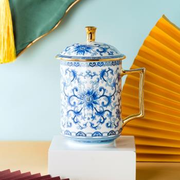 景德鎮琺瑯彩青花茶杯瓷對杯中式傳統陶瓷茶具家用辦公開會議杯