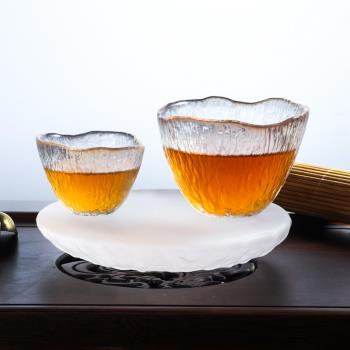 手工雨落杯小號清酒杯品茗杯耐熱玻璃錘紋日式功夫茶杯單杯小杯子