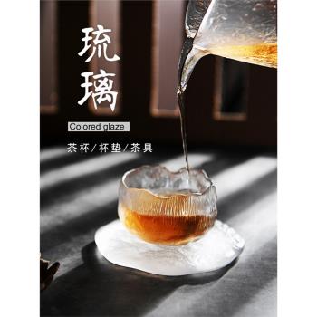 初雪琉璃品茗杯單杯日式迷你個人小茶杯功夫茶茶具單個小號玻璃杯