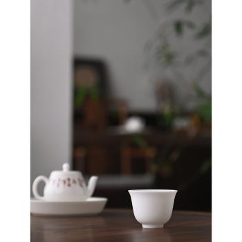 厚皿德化白瓷羊脂玉瓷茶杯聚香品茗杯陶瓷茶杯家用功夫茶具主人杯