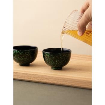 平安社邱亨銘 磨顯紋大漆茶杯福州傳統手工漆器茶具 雞心杯主人杯