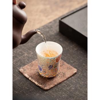 宮廷風純銀琺瑯彩主人杯品茗杯單杯茶杯喝茶個人家用陶瓷茶具
