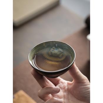 中式粗陶茶杯品茗杯家用創意個人專用主人杯單杯陶瓷茶盞功夫茶具