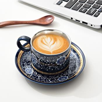 景德鎮琺瑯彩拿鐵杯咖啡杯套裝高檔精致高級骨瓷杯子高顏值新中式