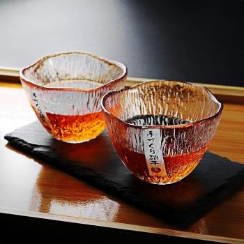 日式大號雨落錘紋小品茶杯手工主人杯玻璃日本清酒杯功夫茶具單杯