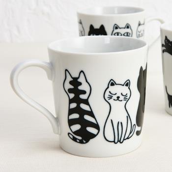 日本進口美濃燒水杯茶杯馬克杯咖啡杯紅茶杯日式和風陶瓷卡通貓咪