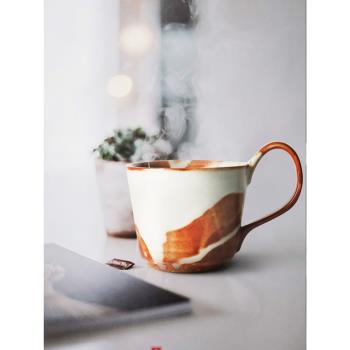 九土手工粗陶咖啡杯個性帶把手沖咖啡馬克杯下午茶杯日式簡約杯子