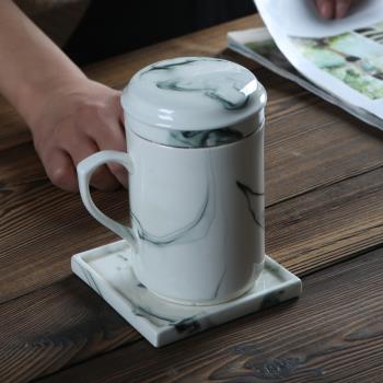 舊望格陶瓷大號茶杯過濾網帶蓋辦公個人杯內膽茶水分離過濾主人杯