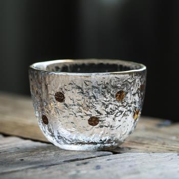 日式玻璃錘紋描金手工茶杯