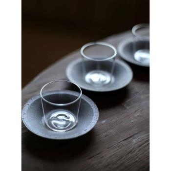 九土日式手工吹制耐熱玻璃小茶杯品茗杯聞香杯透明茶杯主人杯單個