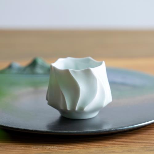 山水間隱青陶藝杯高顏值主人杯景德鎮陶瓷茶杯品茗杯茶具茶碗茶盞