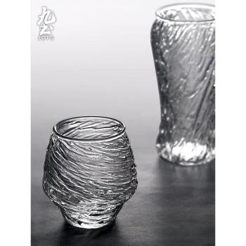 日式手工錘紋玻璃杯杯子簡約冷飲咖啡杯啤酒杯耐熱家用水杯泡茶杯