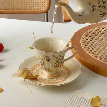 穆尼 法式麥穗復古描金陶瓷咖啡杯碟宮廷英式下午茶紅茶杯花茶杯