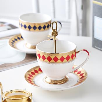 雅思婷•歐式咖啡杯碟套裝奢華描金下午茶具骨瓷茶杯家用帶勺子