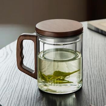 泡茶杯茶水分離日式玻璃高檔男士水杯辦公室茶道喝茶杯子個人專用