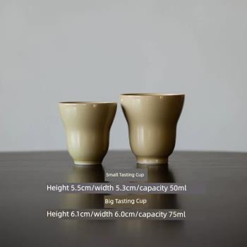 定窯黃手工茶杯單杯家用品茗杯茶盞聞香杯個人專用主人杯功夫茶具