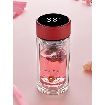 水杯女學生韓國清新可愛防燙雙層玻璃個性杯子便攜簡約少女茶杯