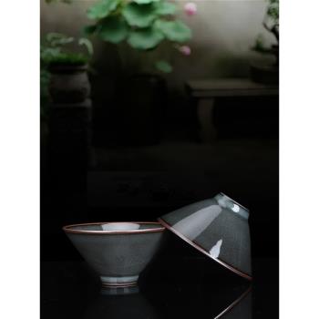 親韻青瓷品茗杯家用哥窯主人杯陶瓷功夫茶具茶杯斗笠杯冰裂小茶碗