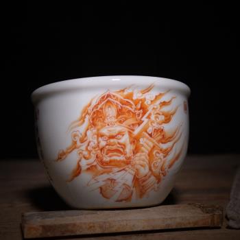 知物系列 景德鎮 手工胎 礬紅手繪人物 茶杯 四大天王 主人杯