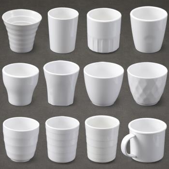 密胺杯子商用火鍋店白色塑料杯餐具酒店餐廳仿瓷杯茶杯水杯酒杯