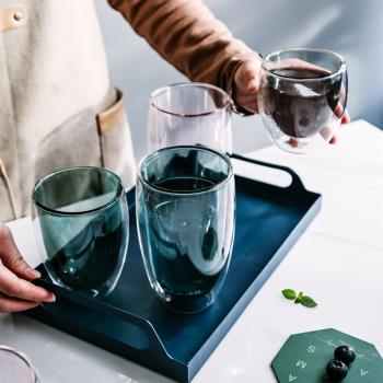 雙層防燙玻璃杯家用水杯咖啡杯牛奶杯耐熱玻璃泡茶杯透明喝水杯子