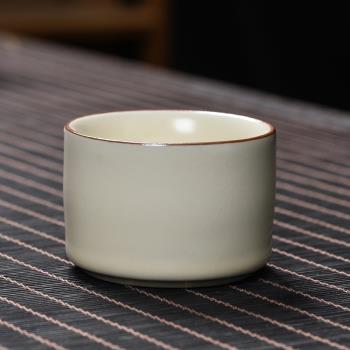 米黃汝窯茶杯開片可養陶瓷主人杯個人專用單杯子功夫茶具茶盞家用