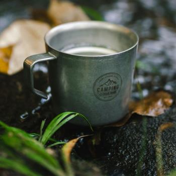 千風戶外露營雙層水杯復古不銹鋼野營保溫防燙茶杯咖啡杯酒杯