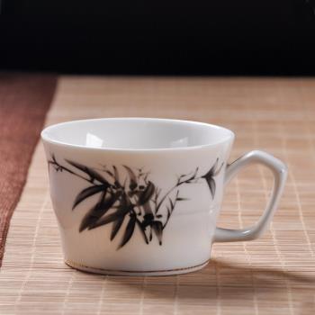 陶瓷有耳茶辦公喝茶杯品茗杯帶柄小紫砂茶杯陶瓷功夫茶杯子小水杯