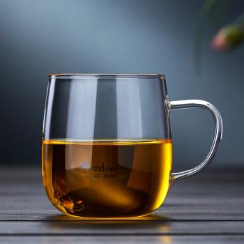全度玻璃杯家用高階透明大肚水杯子男女喝咖啡帶把手柄高階感茶杯